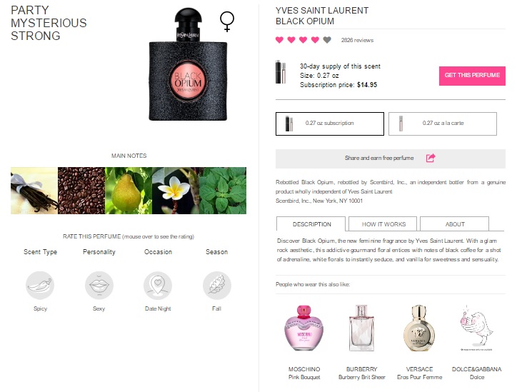 scentbird perfume description page